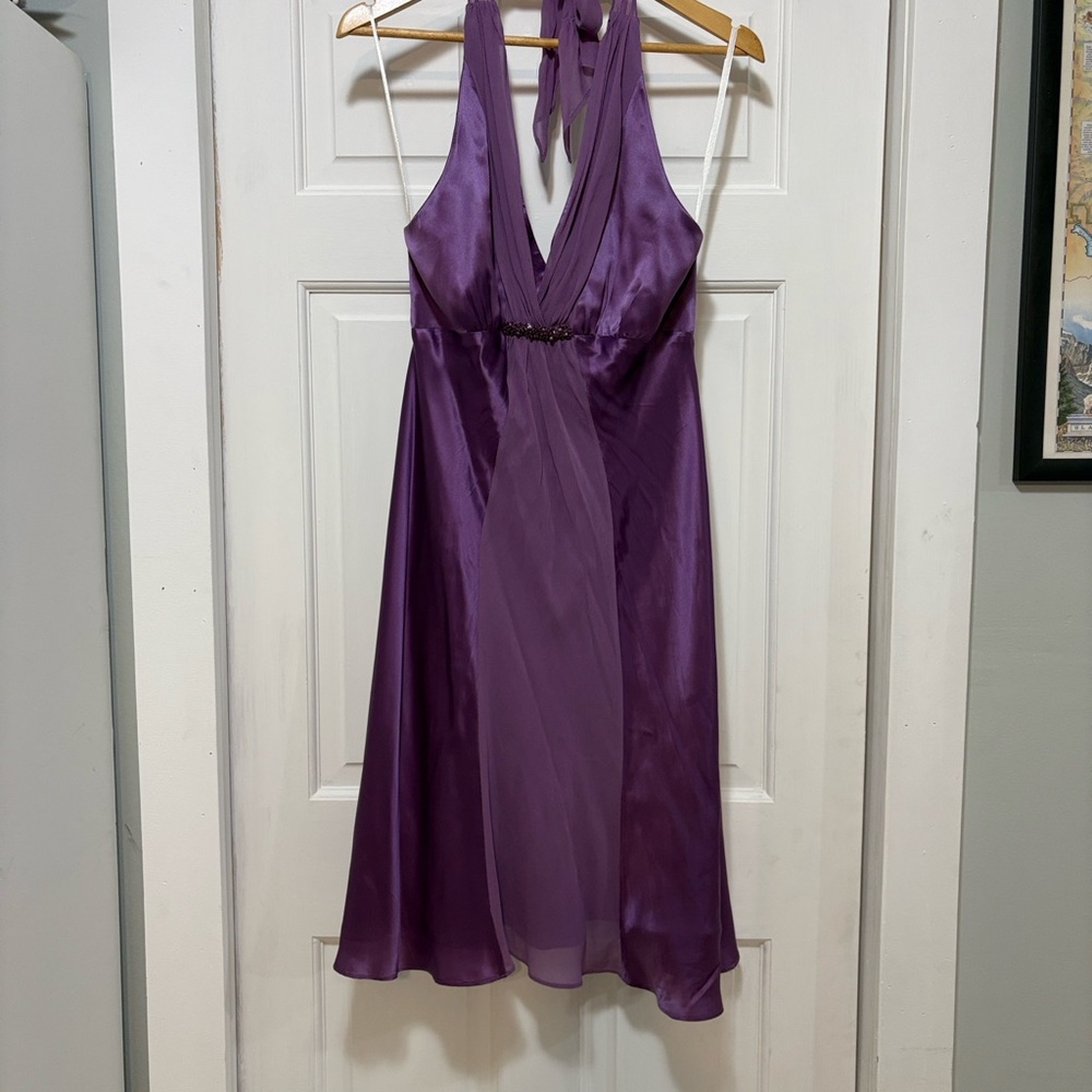 Donna Ricco Deep Purple Backless Dress